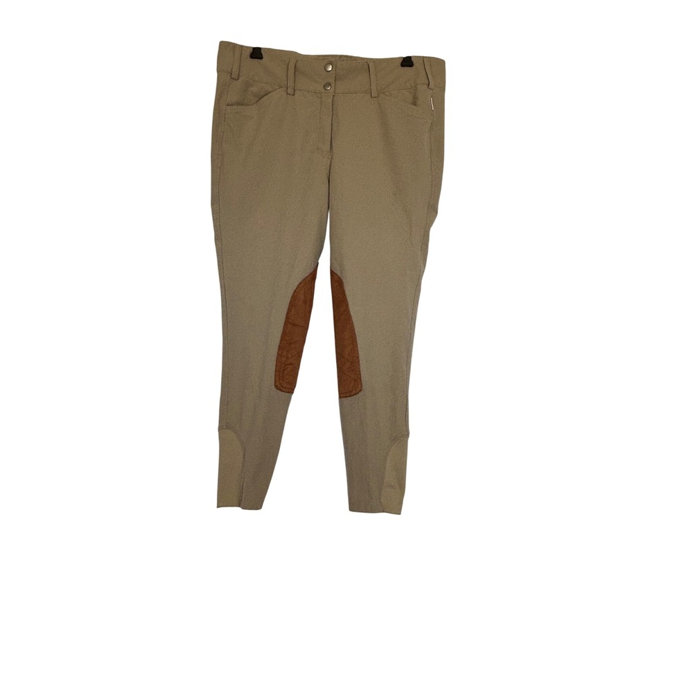 George H. Morris Show Time Knee Patch Breeches Sea Sand Tan Equestrian Pants 32